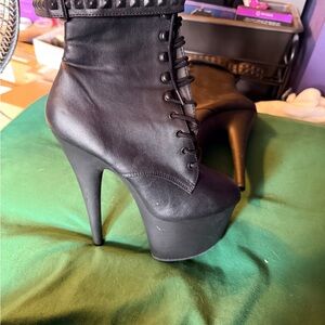Pleaser Black Studded Platform Heels